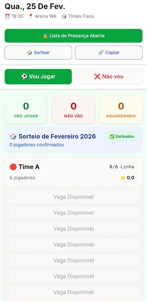 Tela do evento